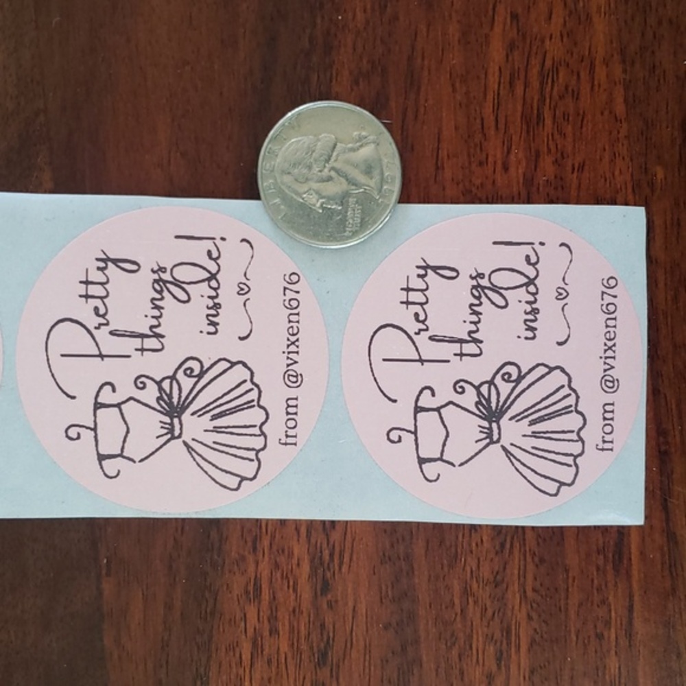 Set 50 CUSTOM Sticker 2" Large Round PRETTY THINGS INSIDE - Picture 3 of 4